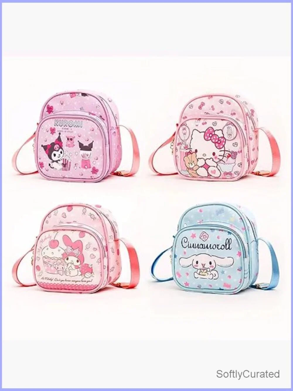 Mini Crossbody Purse Cartoon Design PU Leather Messenger Bag Adjustable Strap